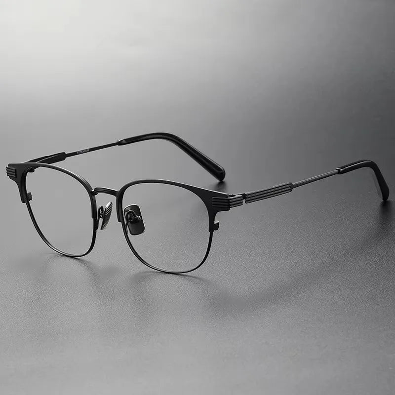 Ovelinesss Unisex Full Rim Square Brow Line Titanium Eyeglasses 369193