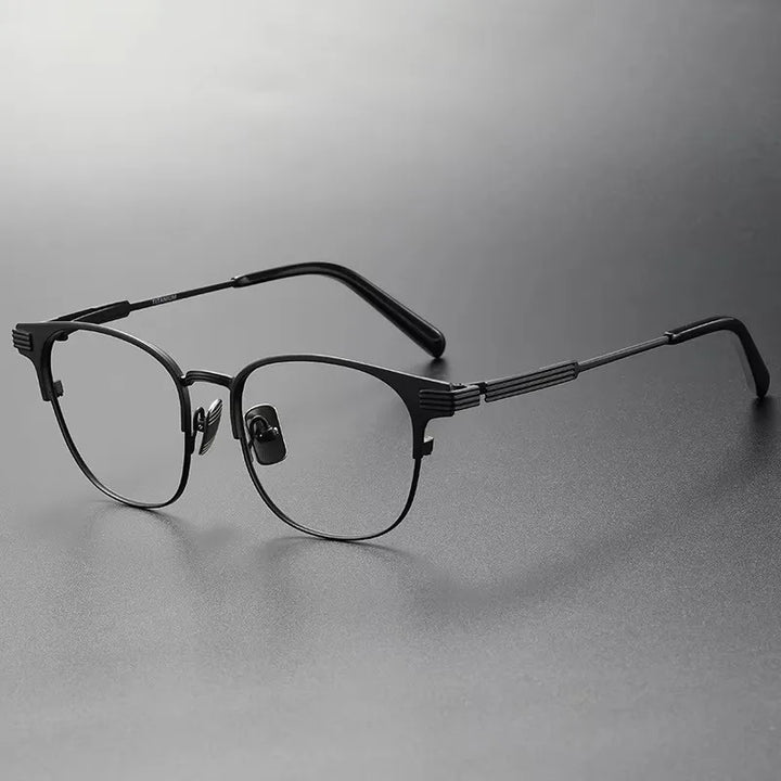 Ovelinesss Unisex Full Rim Square Brow Line Titanium Eyeglasses 369193