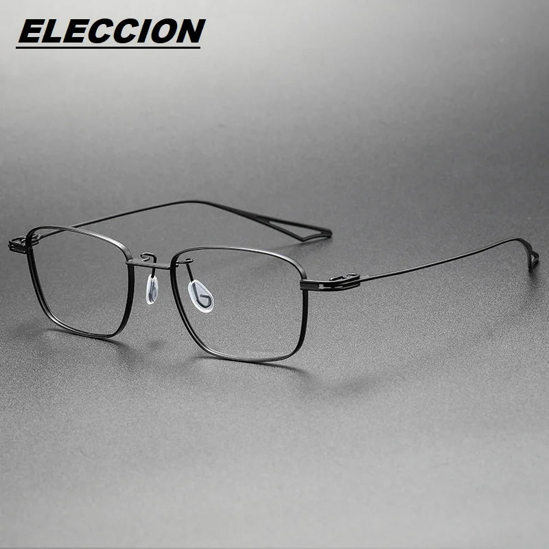 Eleccion Unisex Full Rim Polygon Square Titanium Eyeglasses 15353 Full Rim Eleccion Black CHINA