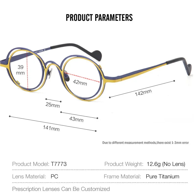 Aror Unisex Full Rim Double Round Titanium Eyeglasses 67773