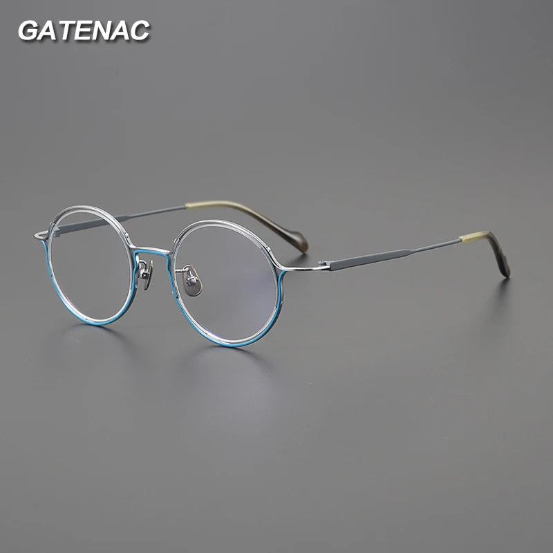 Gatenac Unisex Full Rim Round Oval Round Titanium Eyeglasses Gxyj1561 Full Rim Gatenac