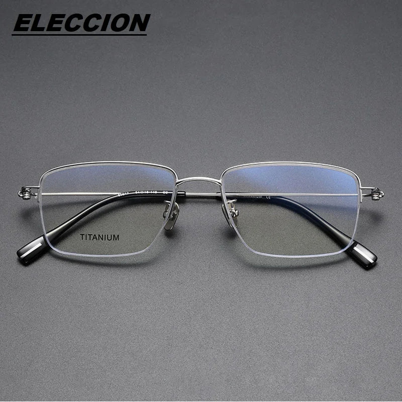 Eleccion Unisex Semi Rim Square Titanium Eyeglasses 80917