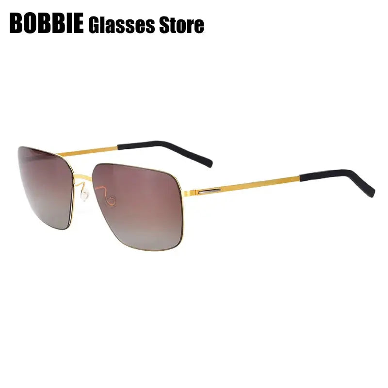 Bobbie 800131 Men’s Screwless Full Rim Square Titanium Sunglasses FuzWeb