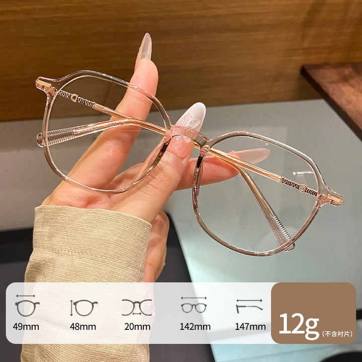 Yimaruili Unisex Full Rim Polygonal Tr 90 Alloy Eyeglasses 210499