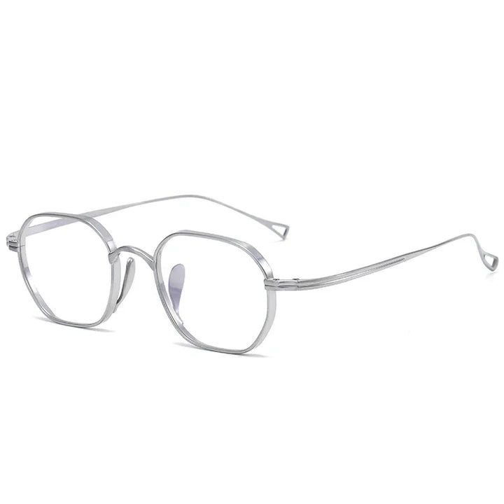 Aror Women's Full Rim Flat Top Polygon Titanium Eyeglasses 49917 Full Rim Aror Silver