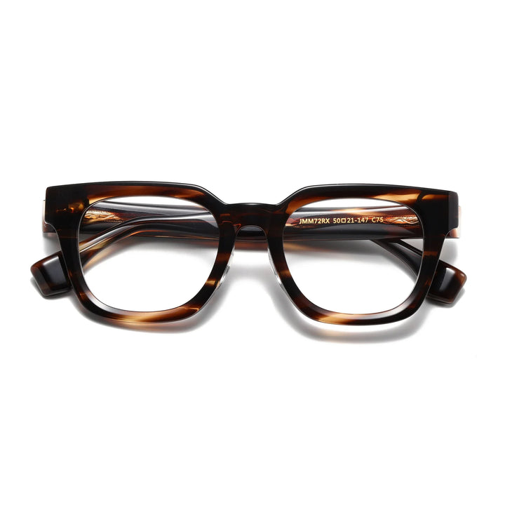 Muzz Men's Full Rim Square Thick Acetate Temple Eyeglasses 842729 Full Rim Muzz Leopard