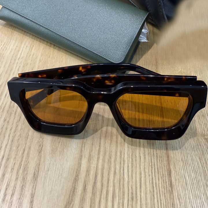 Black Mask Men's Full Rim Flat Top Square Acetate Sunglasses 441439