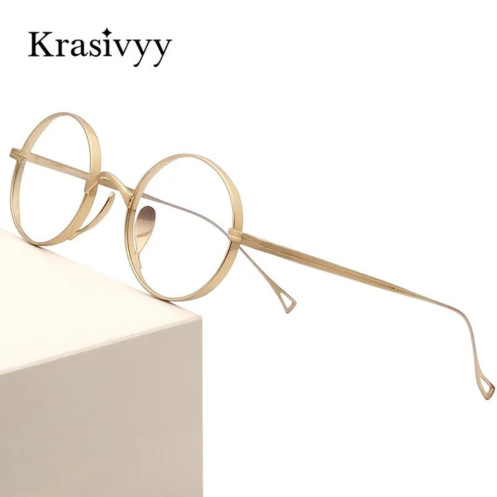 Krasivyy Men's Full Rim Small Round Titanium Eyeglasses Kr10518 Full Rim Krasivyy   