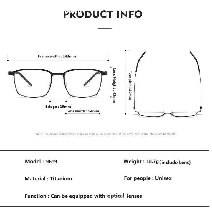 Bobbie Unisex Full Rim Square Screwless Titanium Eyeglasses 961967