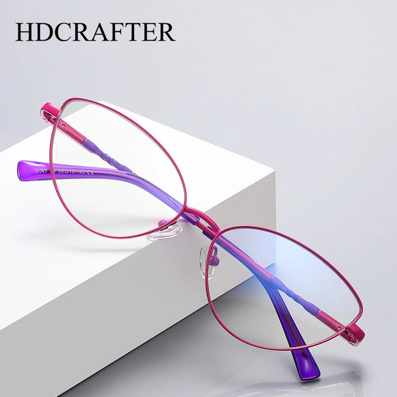 Hdcrafter Women's Full Rim Oval Cat Eye Alloy Eyeglasses 3047 Full Rim Hdcrafter Eyeglasses   