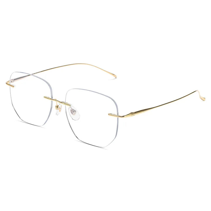 Momoja Women's Rimless Square Polygon Titanium Eyeglasses 728925