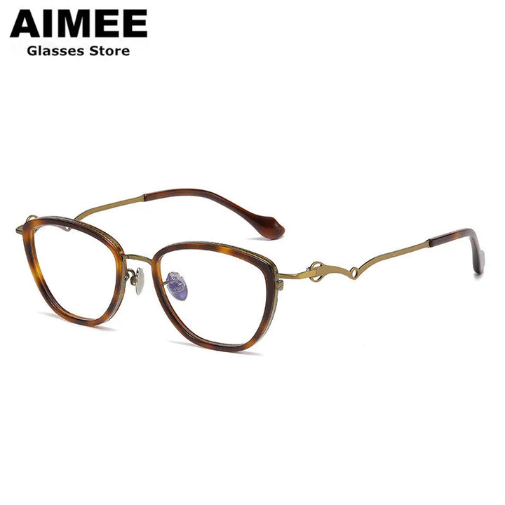 Aimee Unisex Full Rim Oval Polygon Titanium Acetate Eyeglasses 60891