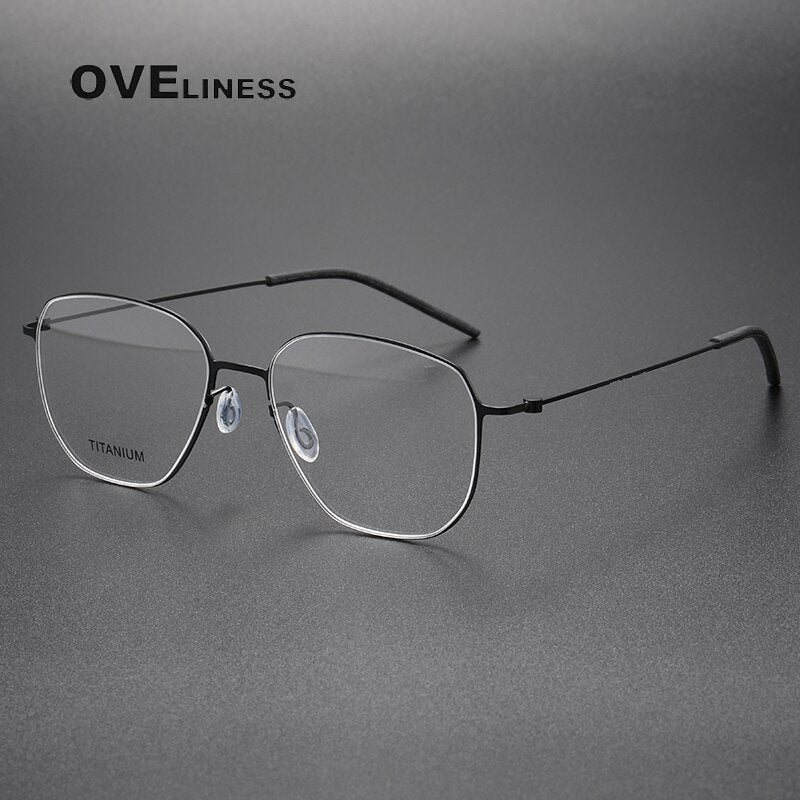 Oveliness Unisex Full Rim Square Screwless Titanium Eyeglasses 5505 Full Rim Oveliness black  