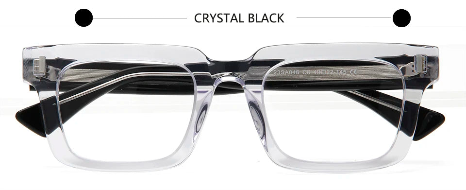 Esnbie Unisex Full Rim Square Thick Acetate Eyeglasses 23046 Full Rim Esnbie Crystal Black  