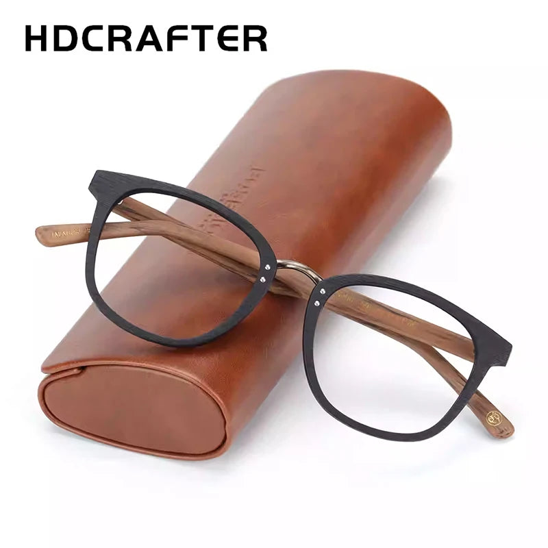 Hdcrafter Unisex Full Rim Square Acetate Alloy Eyeglasses 347083