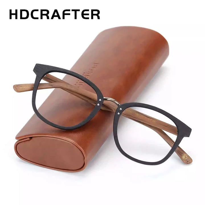 Hdcrafter Unisex Full Rim Square Acetate Alloy Eyeglasses 347083