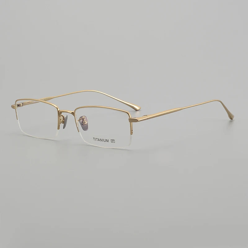 Black Mask Unisex Semi Rim Square Oval Titanium Eyeglasses 195145