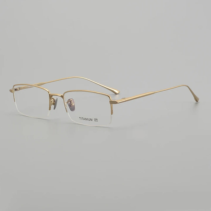 Black Mask Unisex Semi Rim Square Oval Titanium Eyeglasses 195145