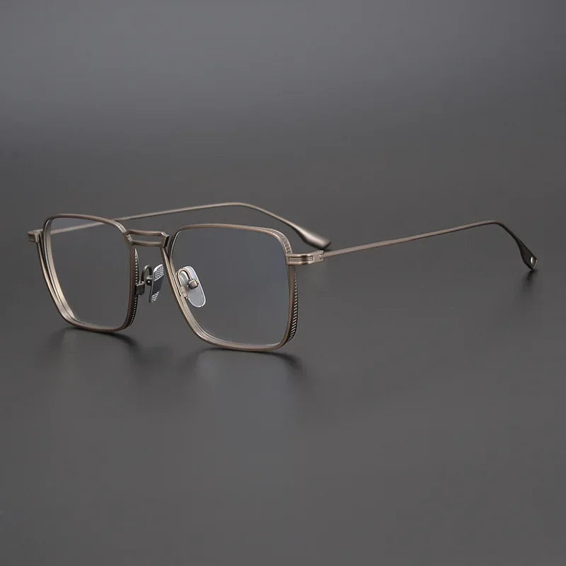 Aror Men's Full Rim Square Double Bridge Titanium Eyeglasses 49125 Full Rim Aror Brown