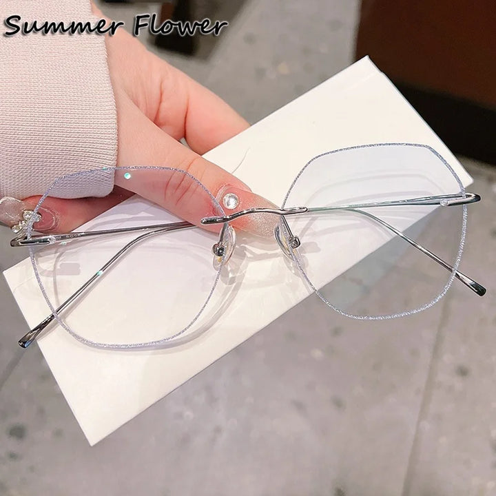 Summer Flower Women's Rimless Polygon Titanium Eyeglasses 524369