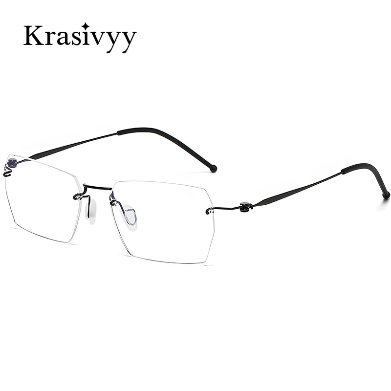 Krasivyy Unisex Rimless Square Titanium Alloy Eyeglasses 45937 Rimless Krasivyy