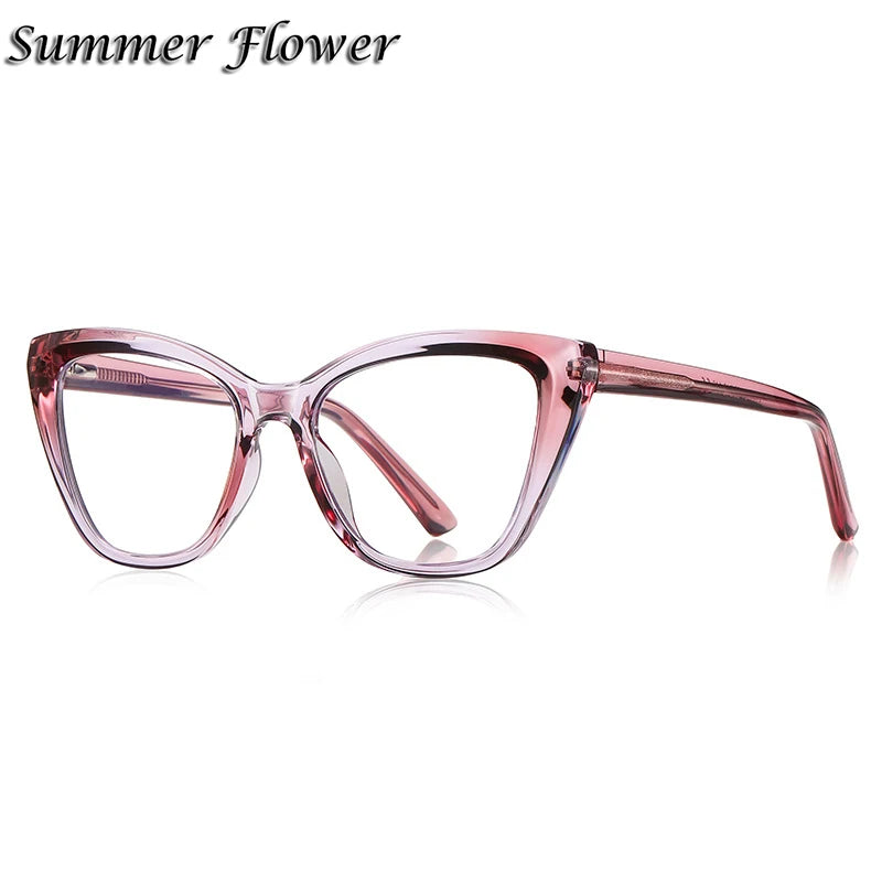 Summer Flower Women's Full Rim Butterfly Tr 90 Titanium Eyeglasses 612148