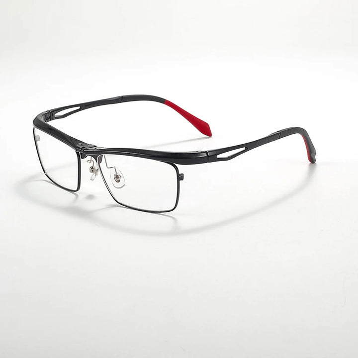 Hdcrafter Unisex Semi Rim Square Flip Up Titanium Alloy Eyeglasses 966905