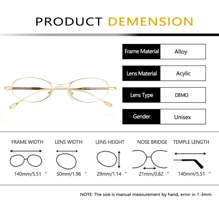 Esnbie 220183 Unisex Full Rim Oval Double Bridge Alloy Titanium Frames — view 2 | Esnbie at FuzWeb
