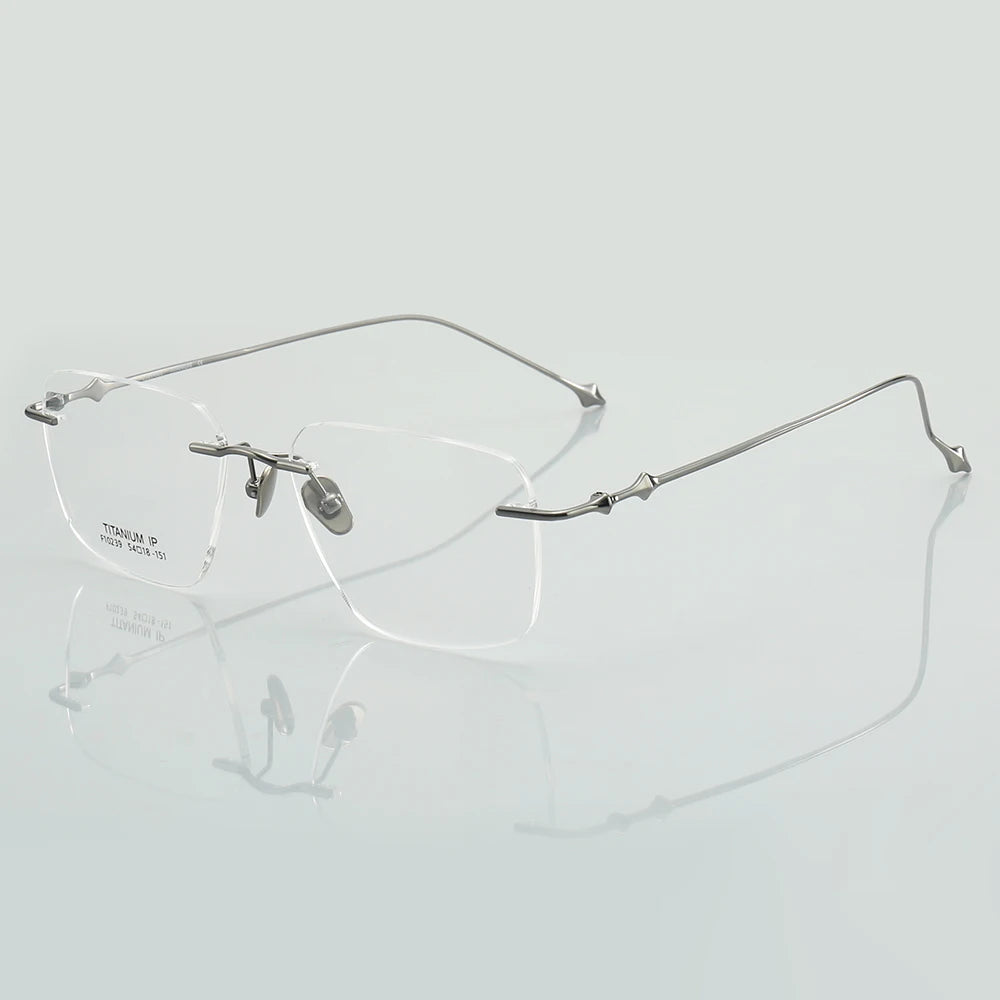 Aror Unisex Rimless Square Titanium Eyeglasses ﻿14239 Rimless Aror Gray