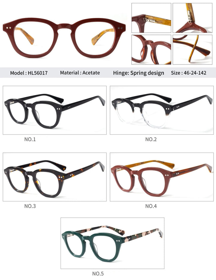 Cubojue Unisex Full Rim Round Acetate Reading Glasses Hl56017 Reading Glasses Cubojue   