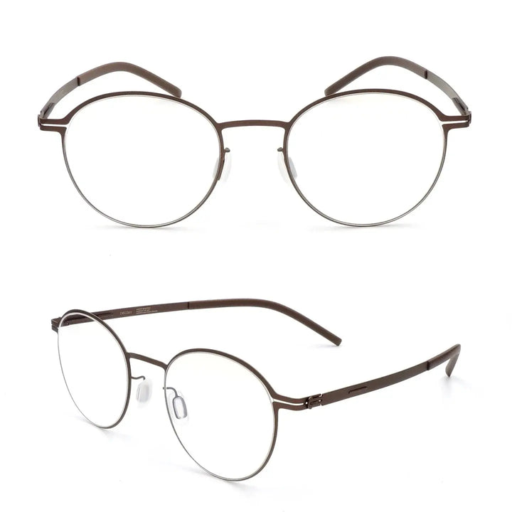 Bobbie 494420 Unisex Screwless  Full Rim Oval Round Steel Frames FuzWeb