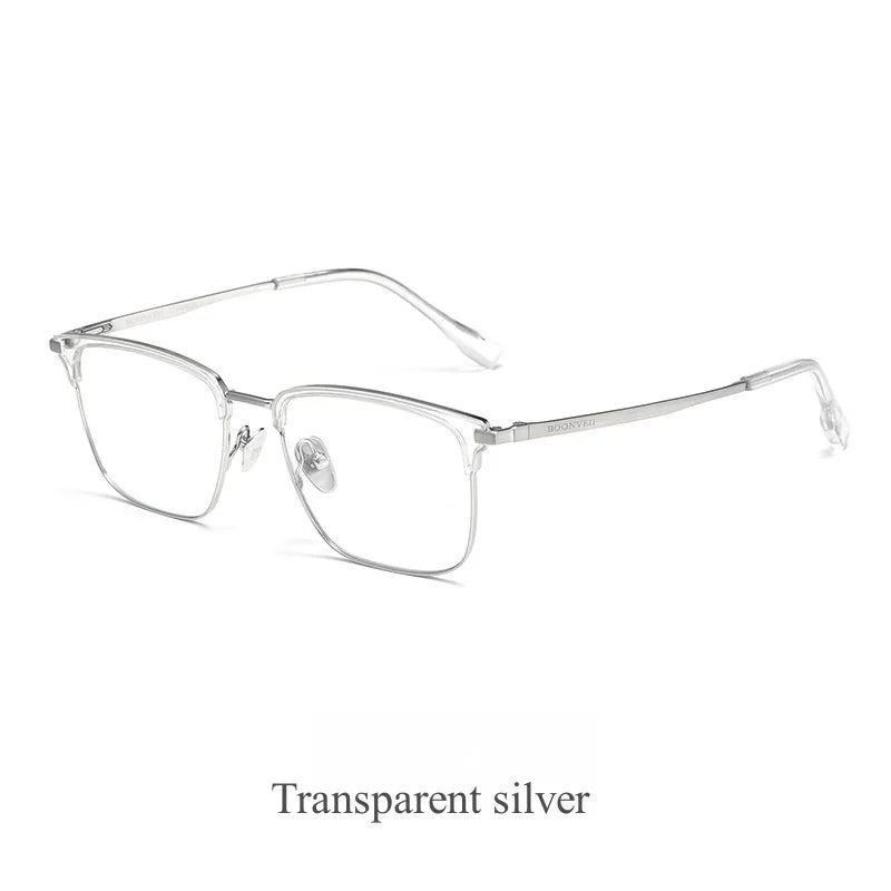 KatKani Mens Full Rim Browline Square Titanium Eyeglasses Bv7206v Full Rim KatKani Eyeglasses TransparentSilver  
