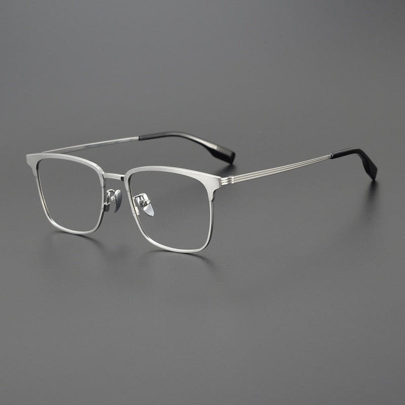 Gatenac Unisex Full Rim Square Acetate Titanium Eyeglasses Gxyj1066 Full Rim Gatenac Silver  