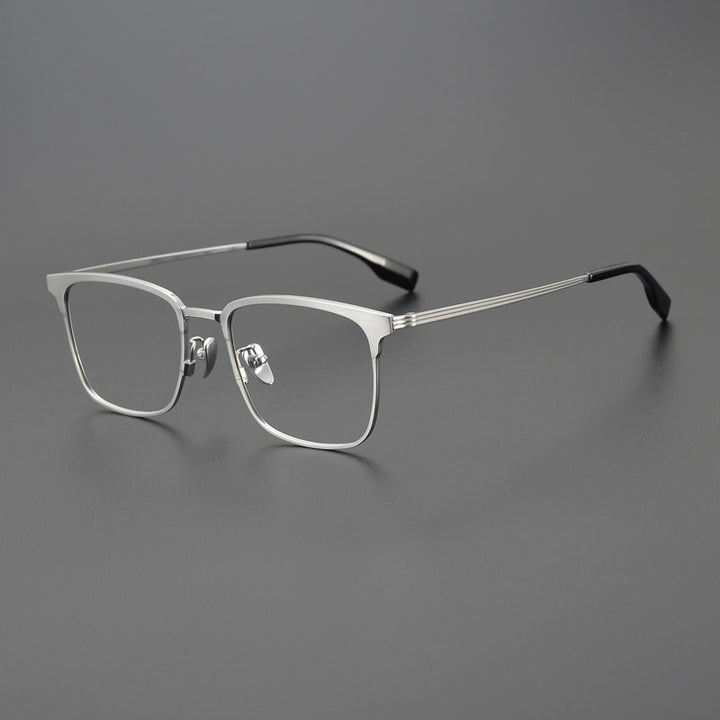 Gatenac Unisex Full Rim Square Acetate Titanium Eyeglasses Gxyj1066 Full Rim Gatenac Silver  