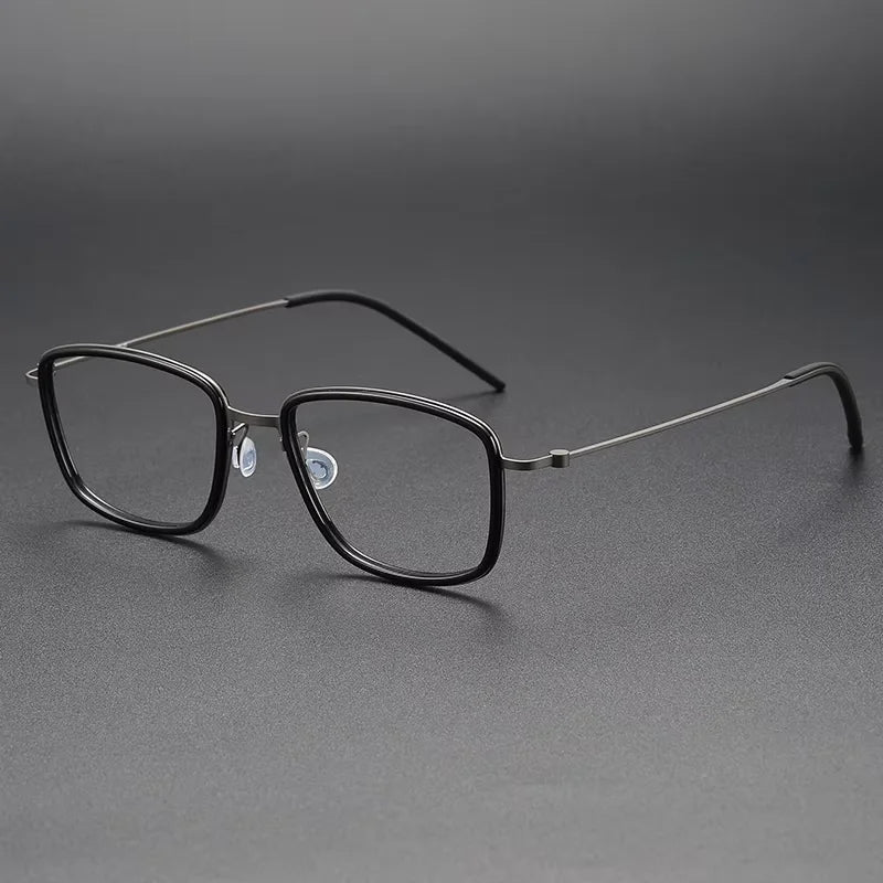 Oveliness Unisex Full Rim Square Acetate Titanium Eyeglasses 35803