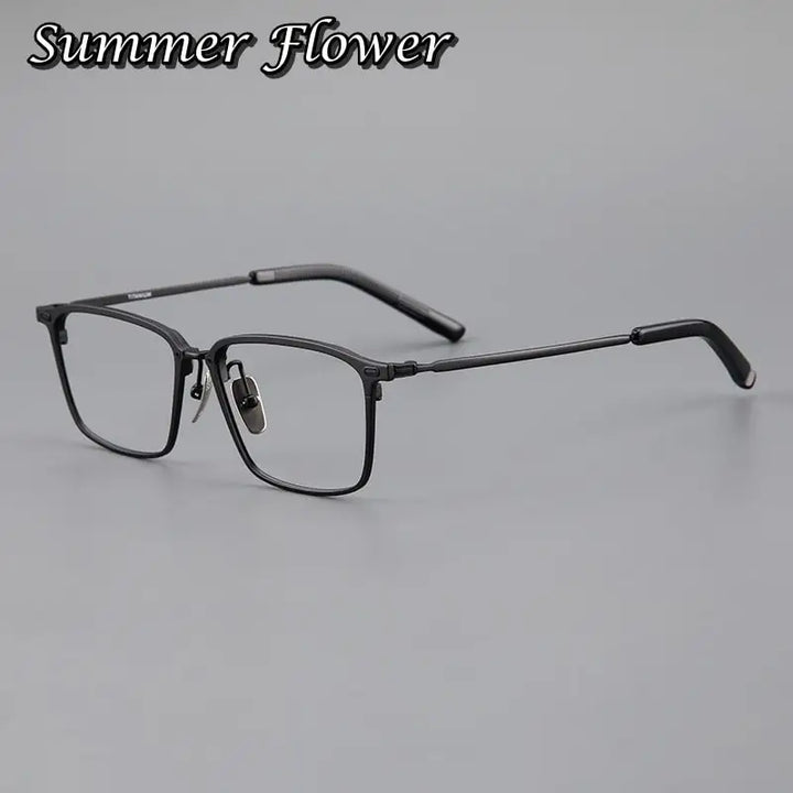 Summer Flower Men's Full Rim Square Acetate Titanium Eyeglasses 97144