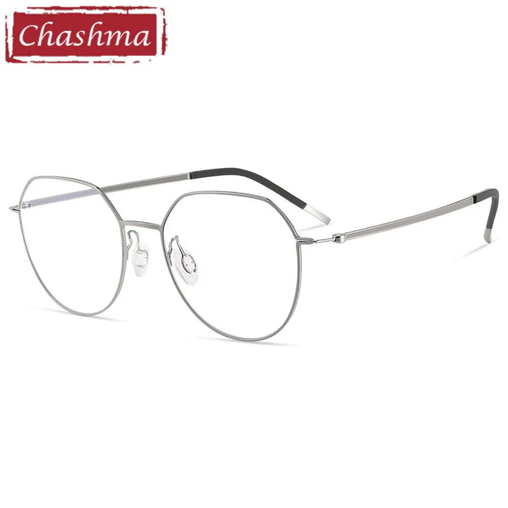 Chashma Ottica Women's Full Rim Flat Top Round Titanium Eyeglasses 7241 Full Rim Chashma Ottica White  