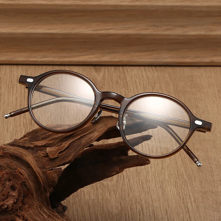 Black Mask Unisex Full Rim Round Acetate Eyeglasses 844005