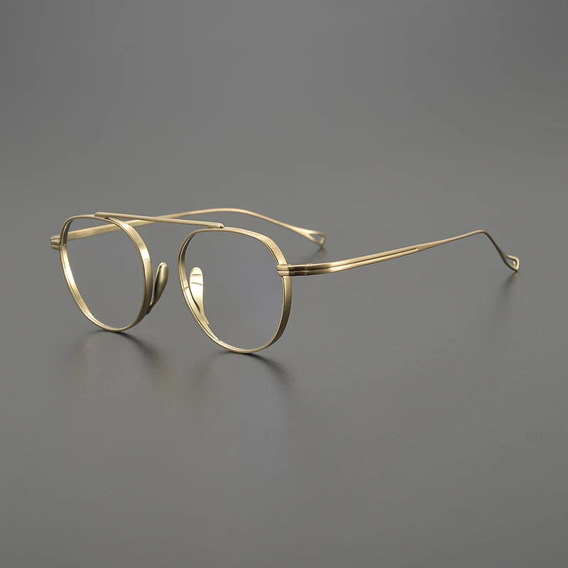 Black Mask Unisex Full Rim Oval Brow Line Titanium Eyeglasses B9503 Full Rim Black Mask Gold  