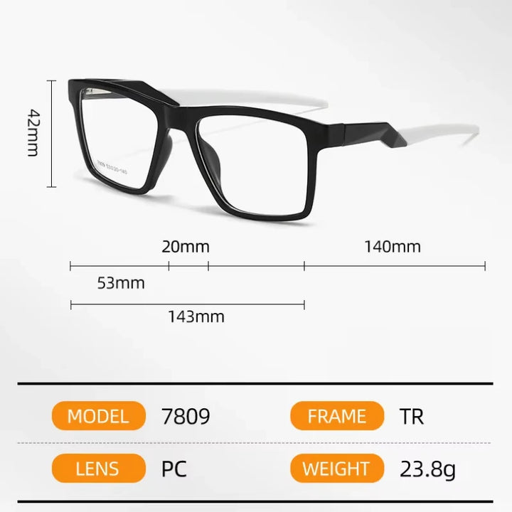Muzz 78090 men's square ultra-light TR-90 prescription eyeglasses — view 2
