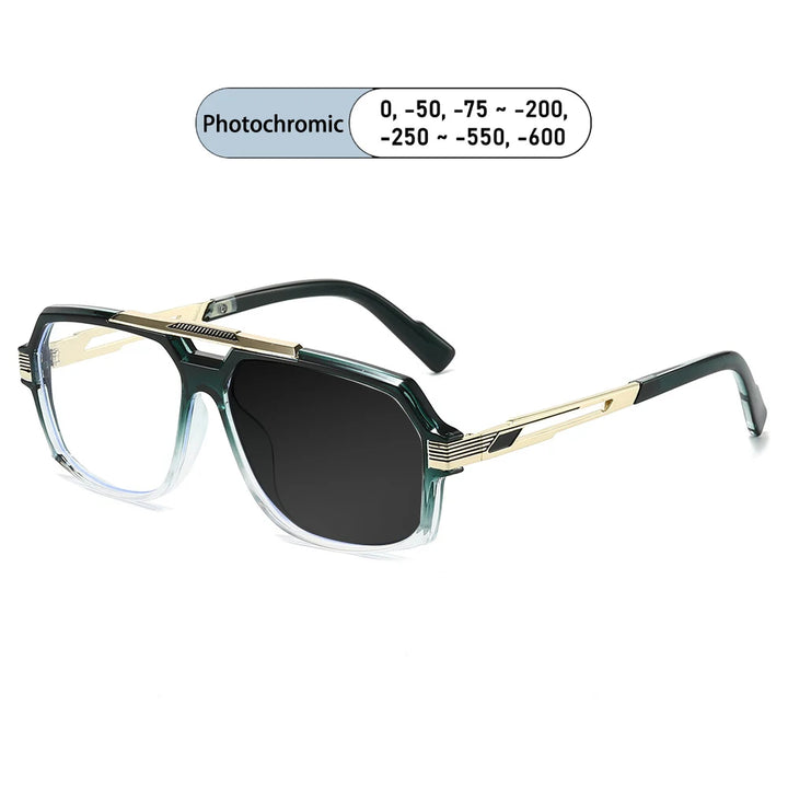 Kocolior Unisex Full Rim Square Double Bridge Tr 90 Alloy Photochromic Reading Glasses 242268