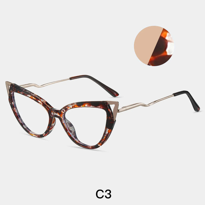 CCspace Women's Full Rim Oval Cat Eye Tr 90 Alloy Reading Glasses 802570