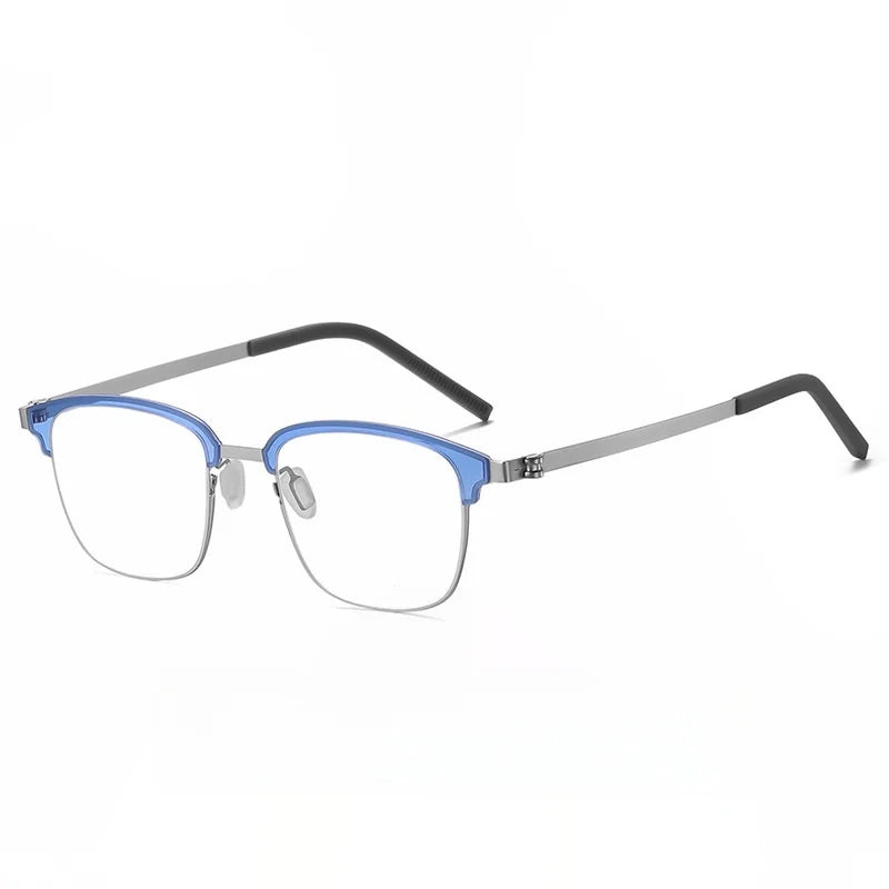 Xbora Unisex Full Rim Square Screwless Acetate Steel Eyeglasses 7903