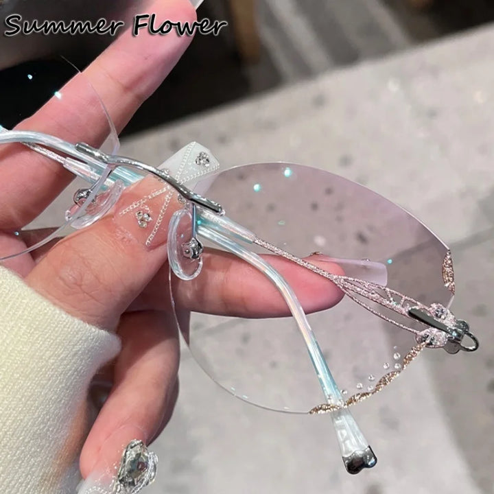 Summer Flower Women's Rimless Butterfly Titanium Eyeglasses 580513