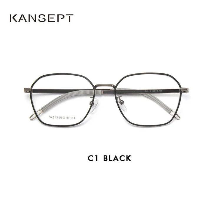 Kansept Men's Full Rim Big Polygon Stainless Steel Eyeglasses 34613 Full Rim Kansept 34613C1 CHINA 