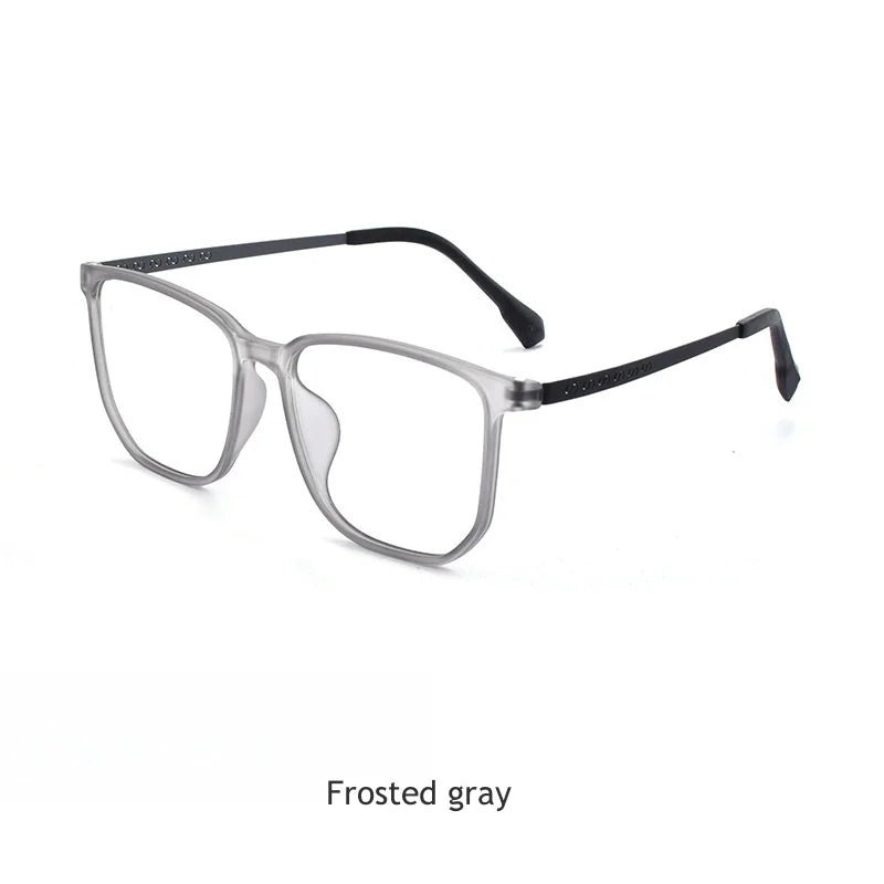 KatKani Men's Full Rim Square Tr 90 β Titanium Eyeglasses 91210 Full Rim KatKani Eyeglasses Frosted gray CHINA 