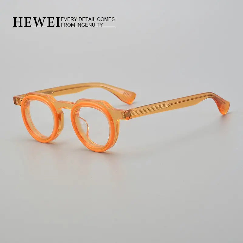 Hewei Unisex Full Rim Flat Top Oval Acetate Eyeglasses 2294 Full Rim Hewei   