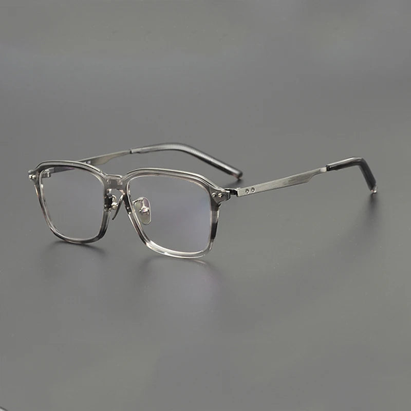 Gatenac Unisex Full Rim Square Acetate Titanium Eyeglasses Gxyj1195 Full Rim Gatenac   