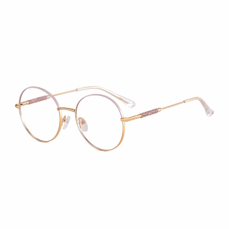 Ralferty Women's Full Rim Round Alloy Acetate Eyeglasses 95818 Full Rim Ralferty C6 Beige CHINA 