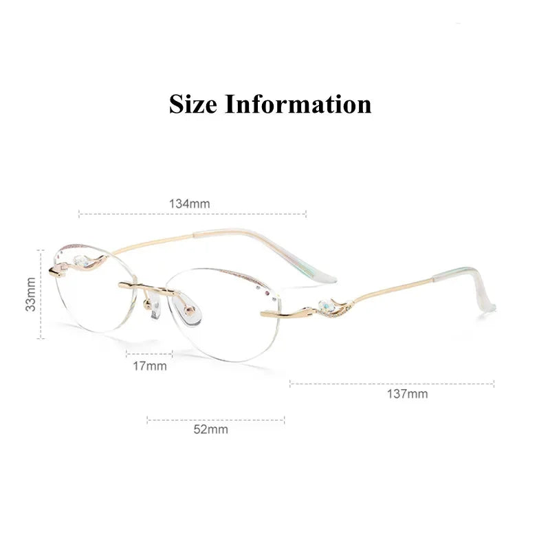 Chashma Ochki Women's Rimless Oval Titanium Eyeglasses 520534